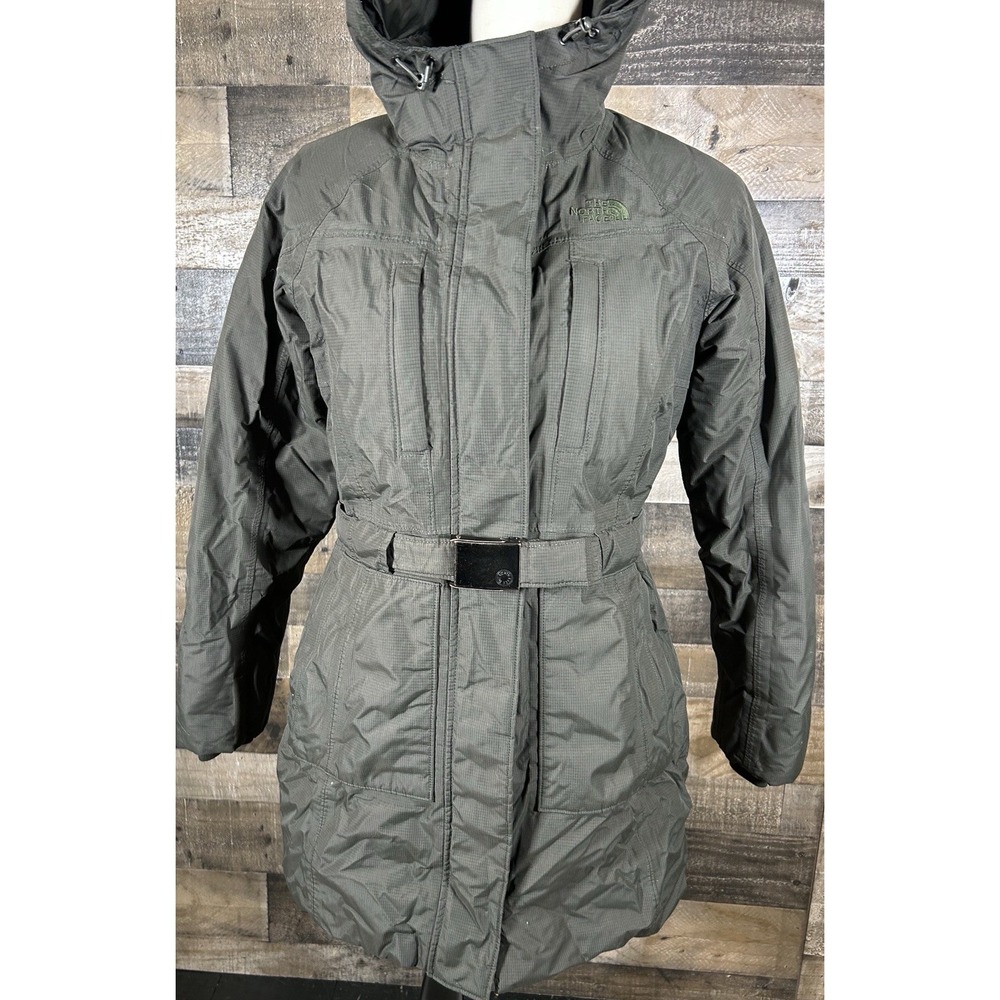 The North Face HyVent‎ Olive Green Belted Down Insulated Puffer Jacket Women's S - Picture 2 of 12